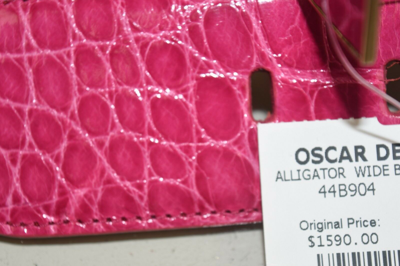 Pre-owned Oscar De La Renta $1590  Alligator Crocodile Waist Belt Pink Magenta Small S