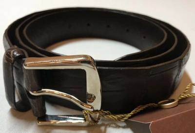 Pre-owned Loro Piana Men's Brown Crocodile Belt Size 85/34 Made In Italy