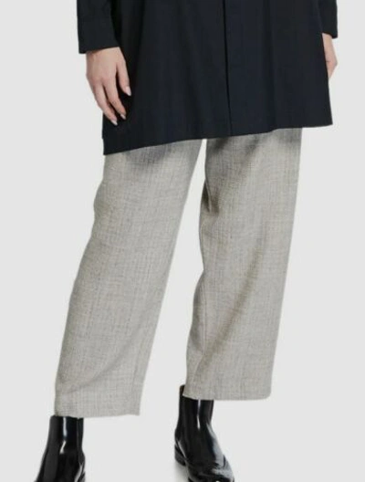 Pre-owned Eskandar $1395  Women's Gray Elastic-waistband Wool Stretch Wide-leg Pants Size 4