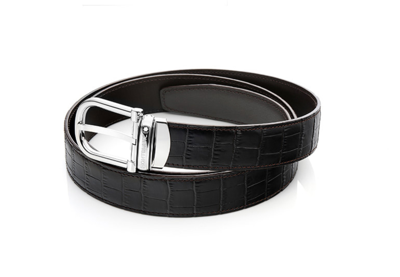 MONTBLANC Pre-owned Classic Line 114391 Chrome-tanned Leather Men's Belt In Black