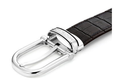 Pre-owned Montblanc Classic Line 114391 Chrome-tanned Leather Men's Belt In Black