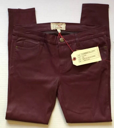 Pre-owned Current Elliott $998 Sz. 27, 28  Fig Leather Zip Stiletto Skinny Jeans Pants In Purple