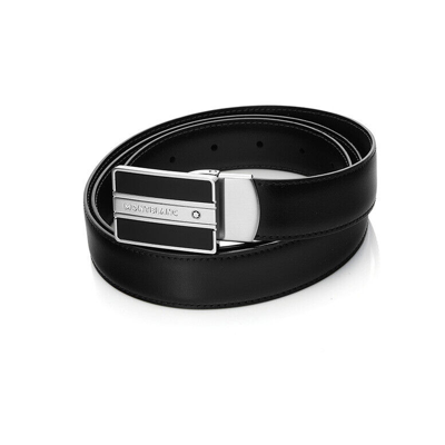 Pre-owned Montblanc Original  Meisterstück 128136 Genuine Leather Belt For Men From Italy In Black