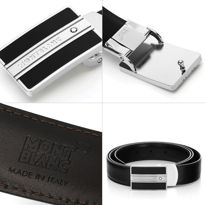 Pre-owned Montblanc Original  Meisterstück 128136 Genuine Leather Belt For Men From Italy In Black