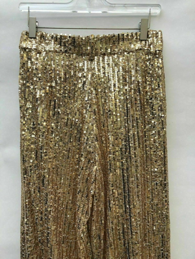 Zara New Golden Sequin Wide Leg Trousers Size Small Ref 2124 102