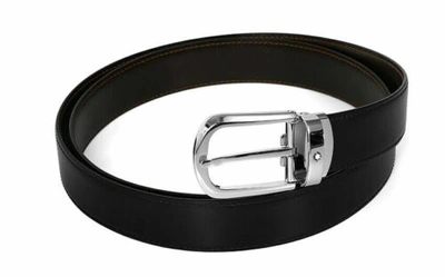 Pre-owned Montblanc 114412 Leather Strap Belt Reversible 1x45 Inch Eu Made Ems Black/brown