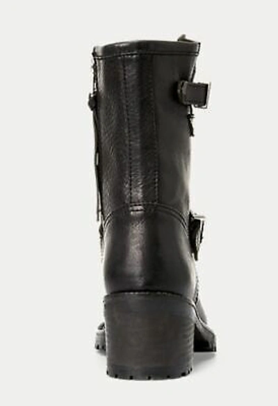 Pre-owned Polo Ralph Lauren Kids'  Black Women's Payge Leather Boot, 8b, Nwob