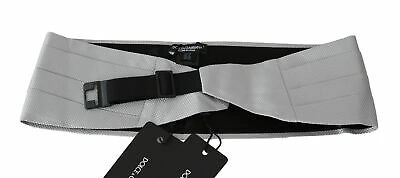 Pre-owned Dolce & Gabbana Cummerbund Gray Men Waist Belt 100% Silk S. It46 / S Rrp $450