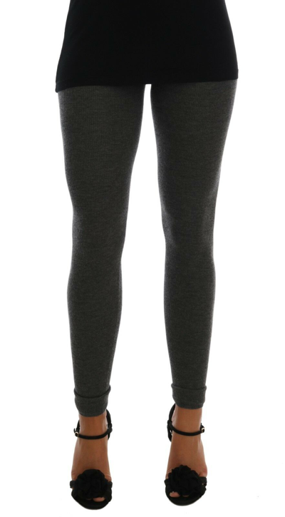 Pre-owned Dolce & Gabbana Tights Pants Gray Cashmere Stretch Waist It40 / Us6 / S Rrp $840