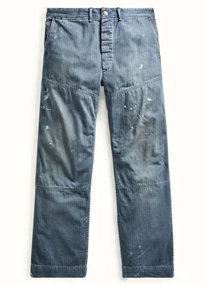 Pre-owned Rrl Polo Ralph Lauren Double Rl Indigo Blue Hbt Cotton Twill  Chinos Pants $390+ | ModeSens