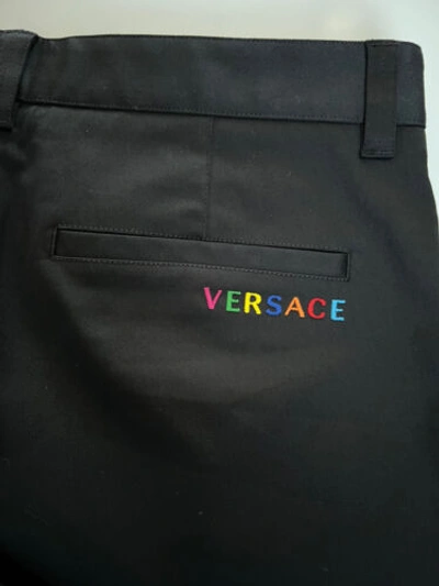 Pre-owned Versace $650  Men's Black Pants 36 Us (52 Euro) Made In Italy A84004