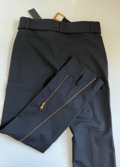 Pre-owned Versace $1525  Women's Black Multi Zip Wool Pants 4 Us (38 Euro) A87140 It