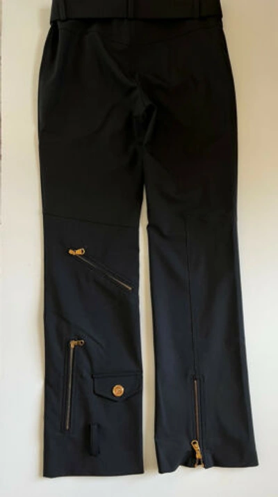 Pre-owned Versace $1525  Women's Black Multi Zip Wool Pants 4 Us (38 Euro) A87140 It