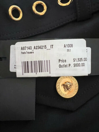 Pre-owned Versace $1525  Women's Black Multi Zip Wool Pants 4 Us (38 Euro) A87140 It