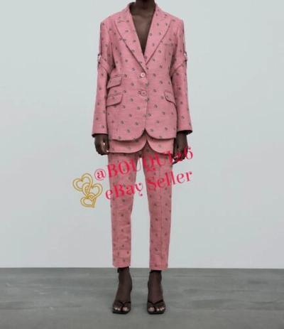 Pre-owned Zara Limited Edition Embroidered Skirted Pants Vogue Cfda Pink Ref: 4043/097