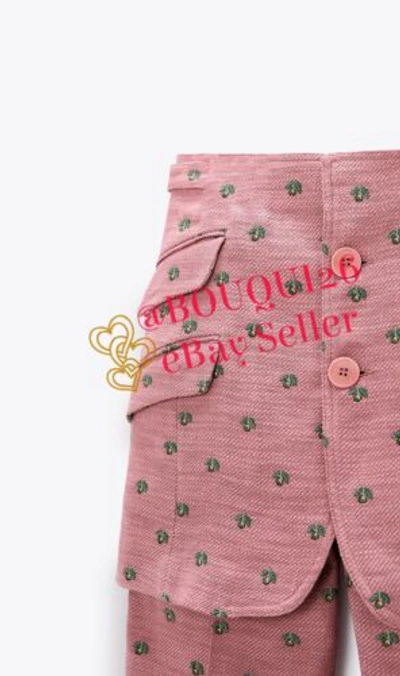 Pre-owned Zara Limited Edition Embroidered Skirted Pants Vogue Cfda Pink Ref: 4043/097