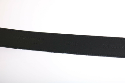 Pre-owned Dolce & Gabbana Belt Black Linen Leather Waist Floral Print 95cm / 38in Rrp $500