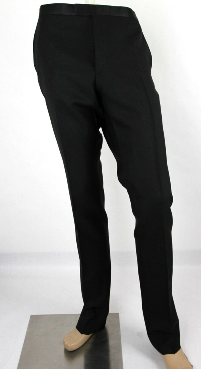 Pre-owned Gucci Men's Black Wool/mohair Skinny 60 Evening Pant 52r/us 36 318144 Z7590 1000