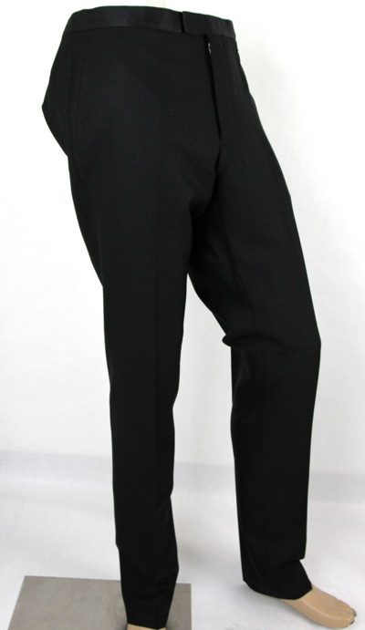 Pre-owned Gucci Men's Black Wool/mohair Skinny 60 Evening Pant 52r/us 36 318144 Z7590 1000