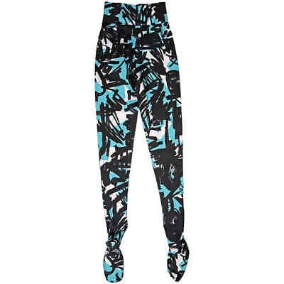 Pre-owned Burberry Graffiti Print Footed Leggings-turquoise Scribble Printed In Green