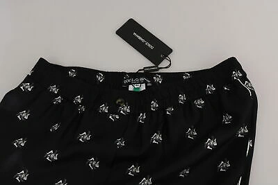 Pre-owned Dolce & Gabbana Pants Silk Black Printed Mid Waist Skinny It42/ Us8/ M Rrp $1200