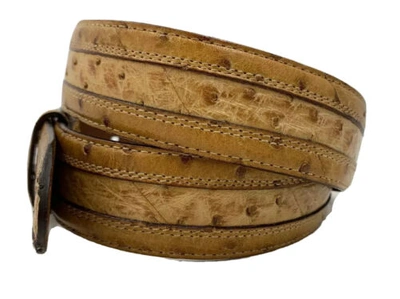 Pre-owned Justin Boots Justin Genuine Ostrich Dress Leather Belt Size 36 C11522 In Brown