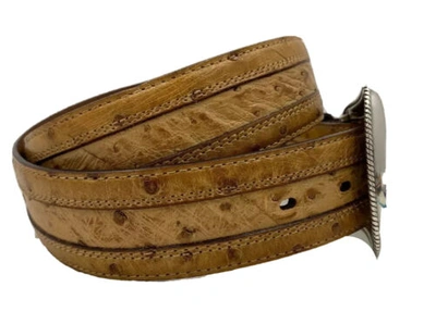 Pre-owned Justin Boots Justin Genuine Ostrich Dress Leather Belt Size 36 C11522 In Brown