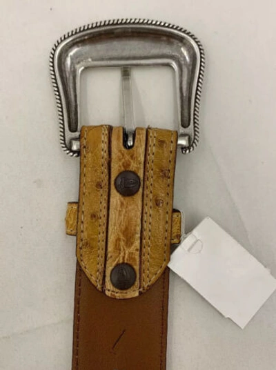 Pre-owned Justin Boots Justin Genuine Ostrich Dress Leather Belt Size 36 C11522 In Brown