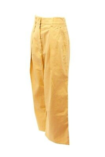 Pre-owned Brunello Cucinelli Women's Wide Leg Denim Pants Size 42/ 6us A176 In Yellow