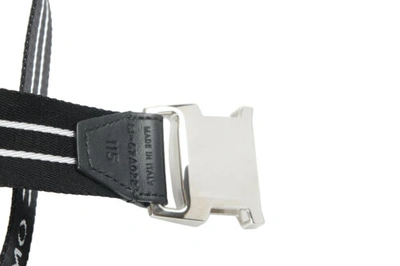 Pre-owned Ferragamo Salvatore  Men's Black Canvas Leather Trimmed Belt In Black/white