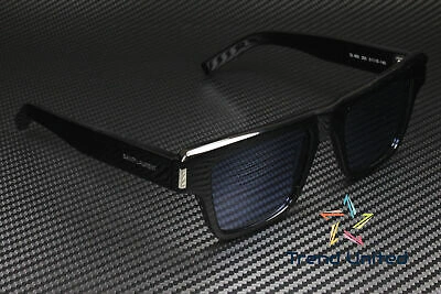 Pre-owned Saint Laurent Sl 469 005 Square Black Shiny Blue 51 Mm Men's Sunglasses