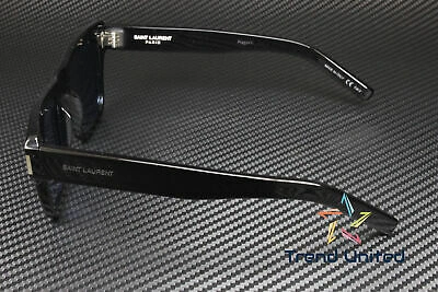 Pre-owned Saint Laurent Sl 469 005 Square Black Shiny Blue 51 Mm Men's Sunglasses