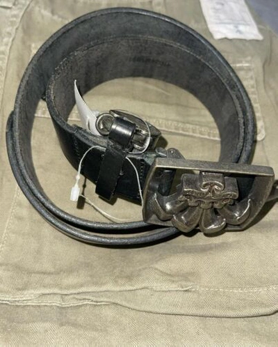 Pre-owned Ralph Lauren $395  Belt Italy Vintage Rrl Buckle Natural Corrosion Belt L 31 32 In Black