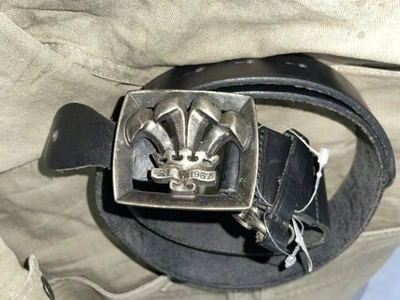 Pre-owned Ralph Lauren $395  Belt Italy Vintage Rrl Buckle Natural Corrosion Belt L 31 32 In Black