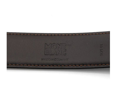 Pre-owned Montblanc 9774 Men's Reversible Calfskin Leather Belt In Black