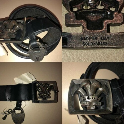 Pre-owned Ralph Lauren $395  Belt Italian Rrl Vintage Buckle Natural Corrosion Belt M 30 31 In Black