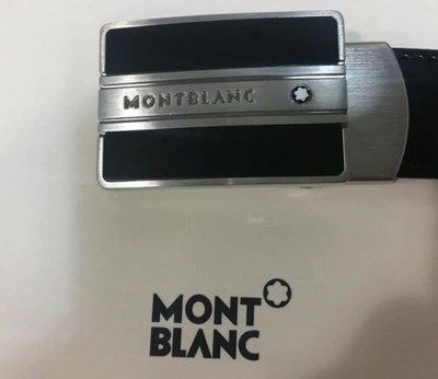 Buy Belt Montblanc 38156 Black Silver Leather