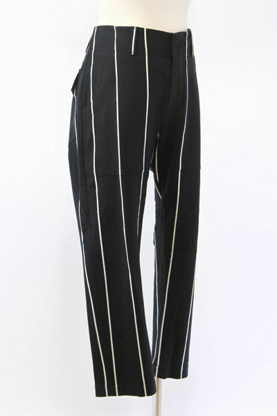 Pre-owned Brunello Cucinelli $1095  Women's 100% Cotton Pinstripe Print Pants A176 In Black + White Print