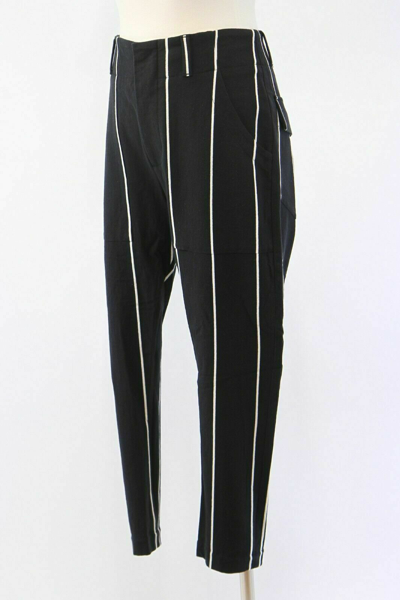 Pre-owned Brunello Cucinelli $1095  Women's 100% Cotton Pinstripe Print Pants A176 In Black + White Print