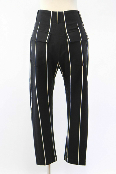 Pre-owned Brunello Cucinelli $1095  Women's 100% Cotton Pinstripe Print Pants A176 In Black + White Print