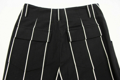 Pre-owned Brunello Cucinelli $1095  Women's 100% Cotton Pinstripe Print Pants A176 In Black + White Print