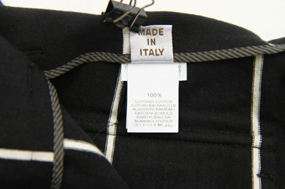 Pre-owned Brunello Cucinelli $1095  Women's 100% Cotton Pinstripe Print Pants A176 In Black + White Print