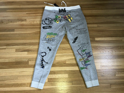 Pre-owned Polo Ralph Lauren Men's Graphic Jogger Pants C004883 Grey Heather-size Xl In Gray