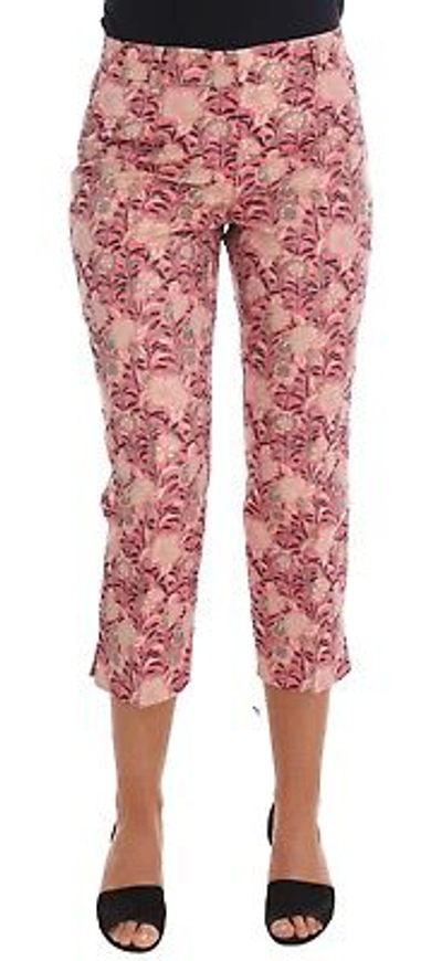 Pre-owned Dolce & Gabbana Pants Pink Floral Brocade 3/4 Capri S. It38 / Us4 /xs Rrp $1100