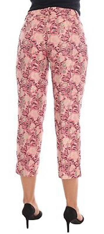 Pre-owned Dolce & Gabbana Pants Pink Floral Brocade 3/4 Capri S. It38 / Us4 /xs Rrp $1100