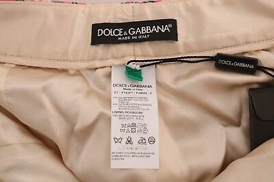Pre-owned Dolce & Gabbana Pants Pink Floral Brocade 3/4 Capri S. It38 / Us4 /xs Rrp $1100