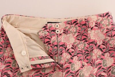 Pre-owned Dolce & Gabbana Pants Pink Floral Brocade 3/4 Capri S. It38 / Us4 /xs Rrp $1100