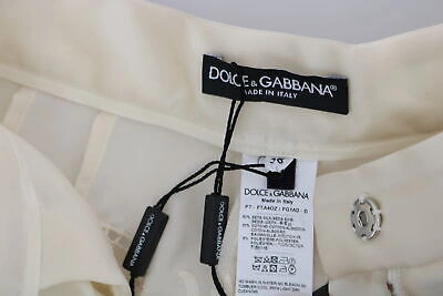 Pre-owned Dolce & Gabbana Pants Cream Lace High Waist Palazzo Cropped It46/ Us12/ Xl $4000 In White