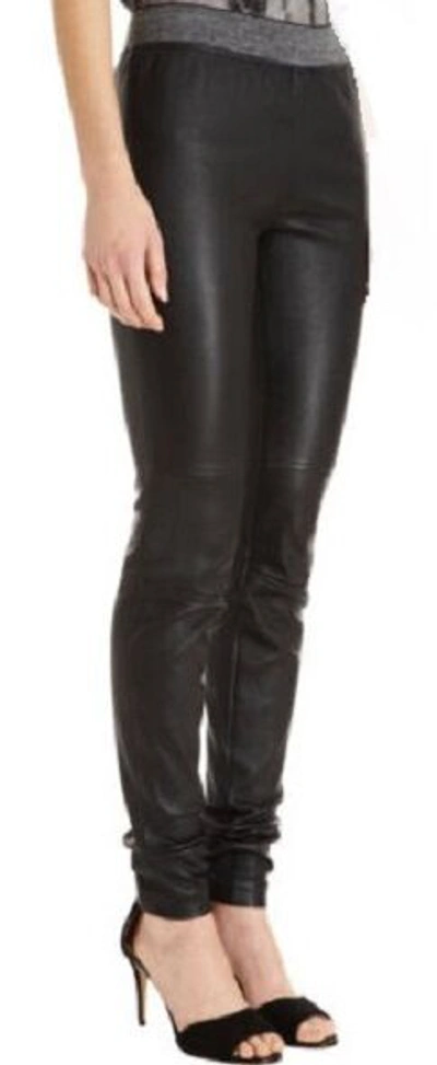 Pre-owned L'agence Women's Lamb Skin Leather Stretch Leggings Pants Sz. Large In Black