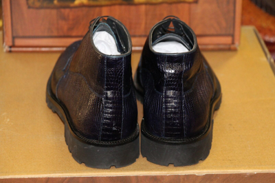Pre-owned Los Altos Boots Los Altos Genuine Lizard Stingray Navy Blue Men Ankle Boot (d) Width Za2068205